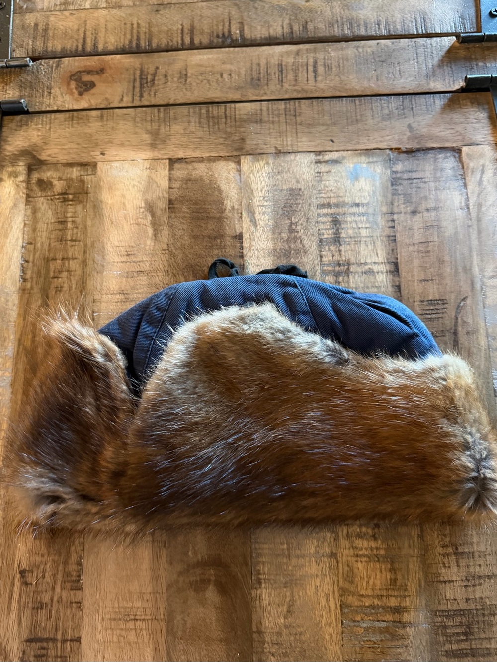 Vintage Real Fur Trapper Hat Brown Size 7 Ear Flap Winter Hat